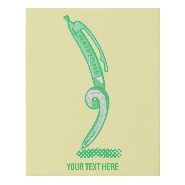 Halftones green pen pop art faux canvas print (Front)