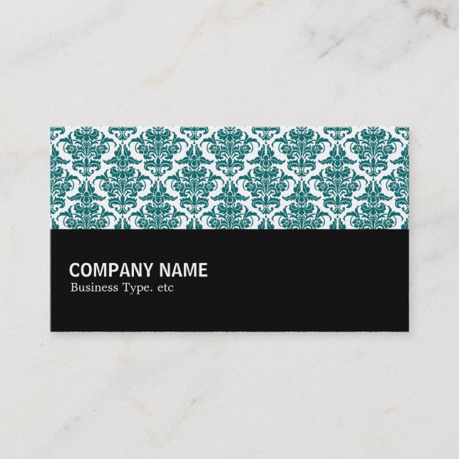 Halfway 061 - Moss Green Damask Business Card (Front)