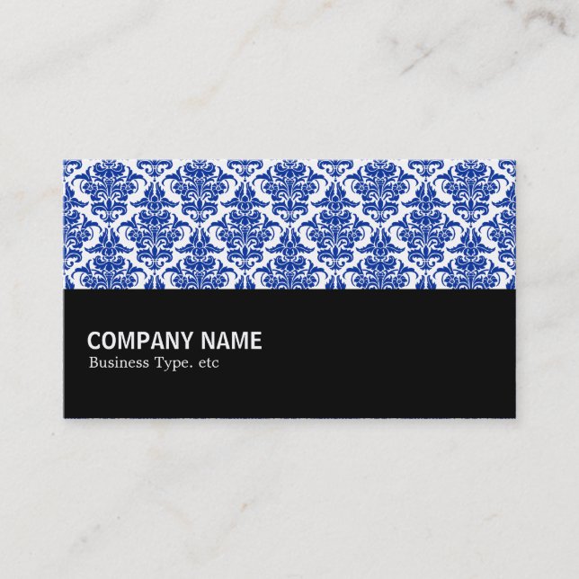 Halfway 077 - Navy Damask Business Card (Front)