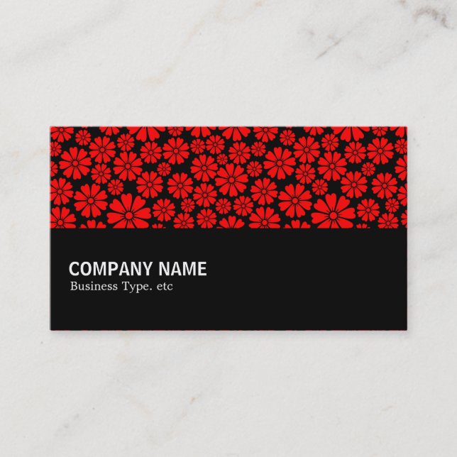 Halfway - 8 Petals - Red on Black Business Card (Front)