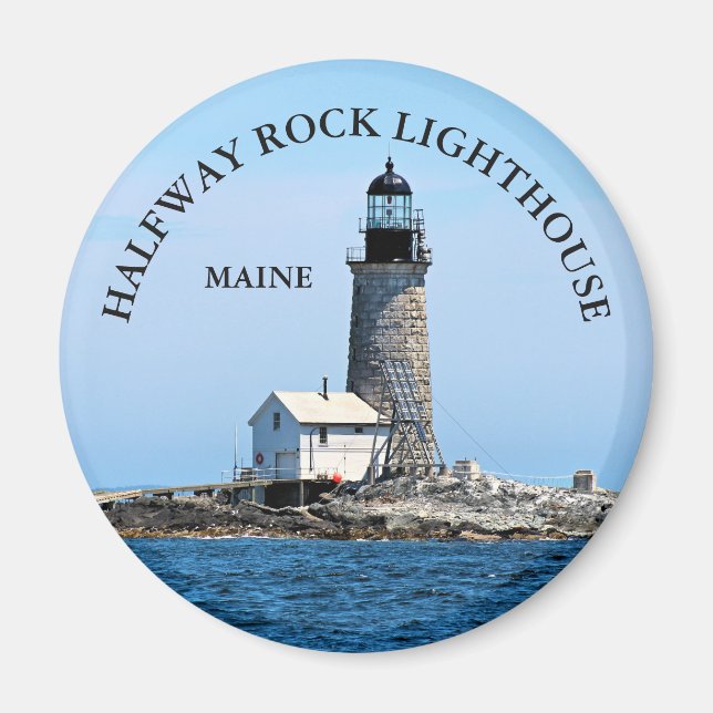Halfway Rock Lighthouse, Maine Round Magnet (Front)