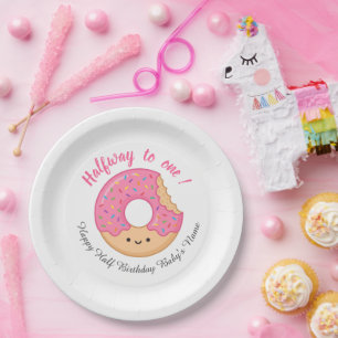 Halfway to One Half Birthday Donut Party Paper Plates
