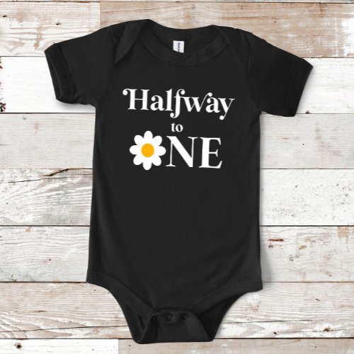 Halfway To One Retro Daisy Half Birthday Baby Bodysuit