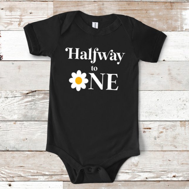 Halfway To One Retro Daisy Half Birthday Baby Bodysuit (Creator Uploaded)