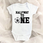 Halfway To One Soccer Ball Sports Half Birthday Baby Bodysuit at Zazzle