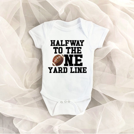 Halfway To One Yard Line Football Half Birthday Baby Bodysuit