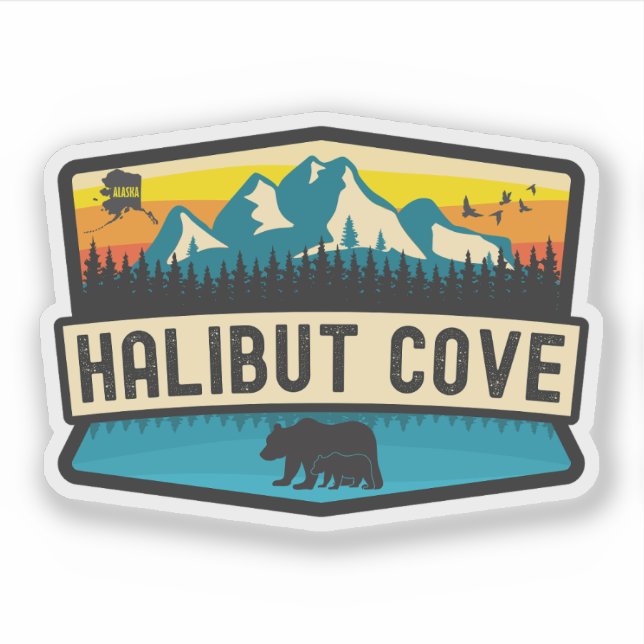 Halibut Cove, Alaska Sticker (Front)