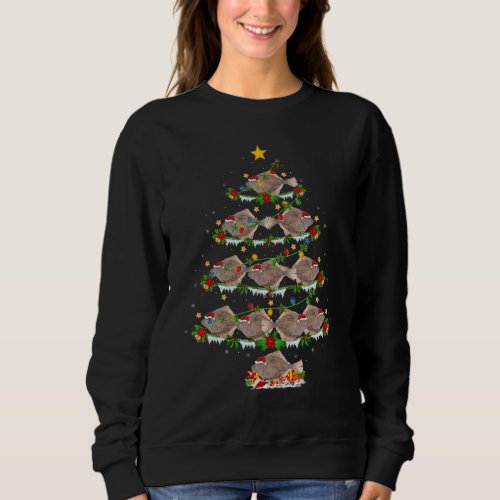Halibut Fish  Xmas Lights Halibut Christmas Tree Sweatshirt