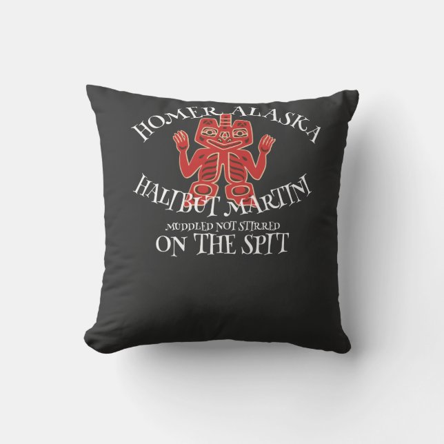 HALIBUT MARTINI MUDDLED NOT STIRRED THROW PILLOW (Front)