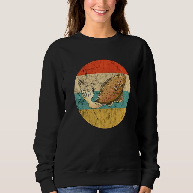 Halibut Retro Vintage Halibut Fishing Halibut Fish Sweatshirt (Front)