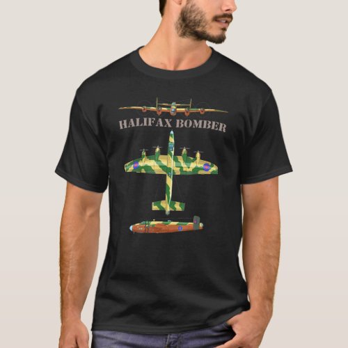 Halifax British Ww2 Heavy Bomber Plane Diagram T_Shirt