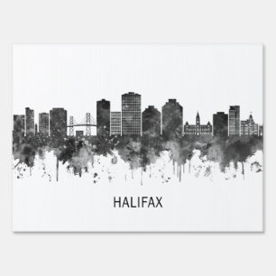 Halifax Canada Skyline BW Sign