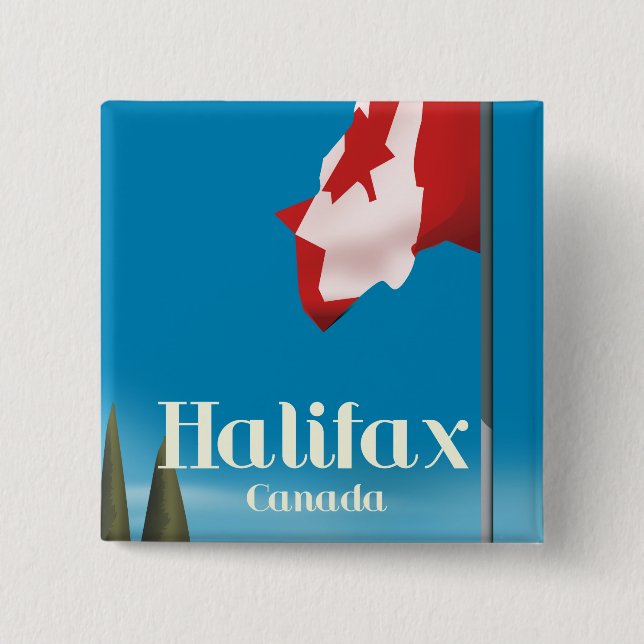 Halifax Canada Travel poster Button (Front)