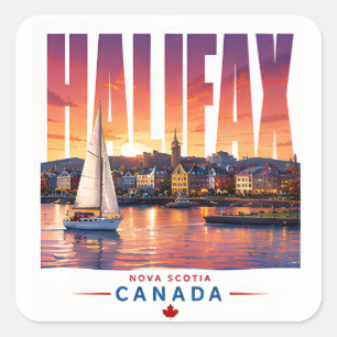 Halifax Canada Waterfront Harbor Travel Souvenir Square Sticker