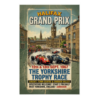 Halifax Grand Prix 1967 Yorkshire Trophy Race Poster