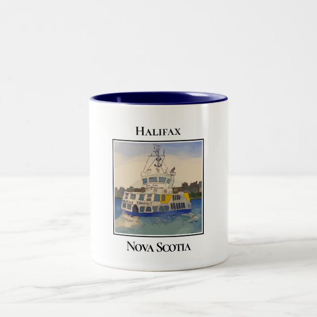 Halifax Harbor Ferry Boat Two-Tone Coffee Mug (Center)