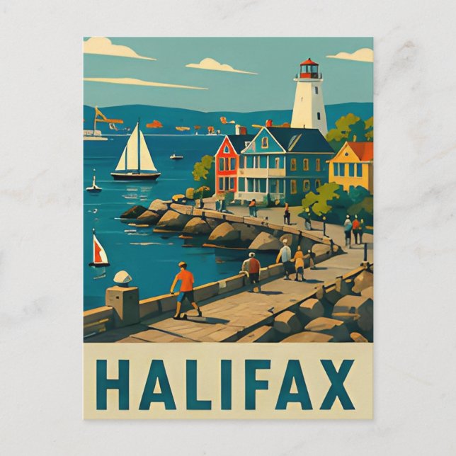 ⚓ HALIFAX — Lighthouse & Atlantic Harbor Life Postcard (Front)