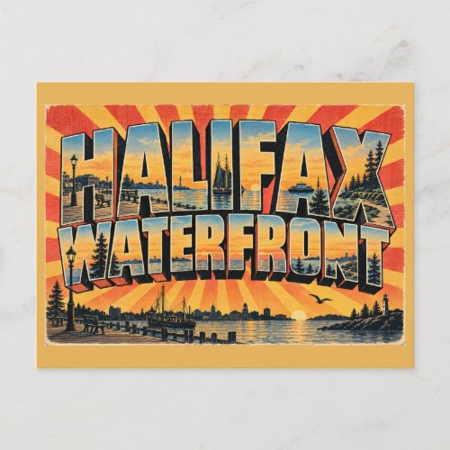 Halifax Waterfront NS Boardwalk Ocean Forest Art Postcard