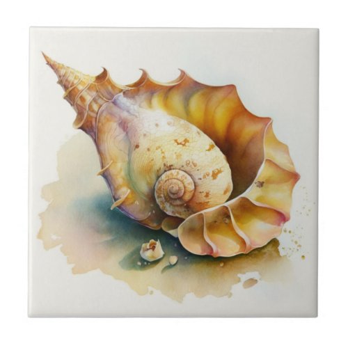 Haliotis Conch Shell Watercolor Tile