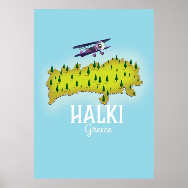 Halki Greece Map Illustrated travel poster (Front)
