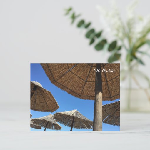Halkidiki Beach Umbrellas Photo Postcard Zazzle