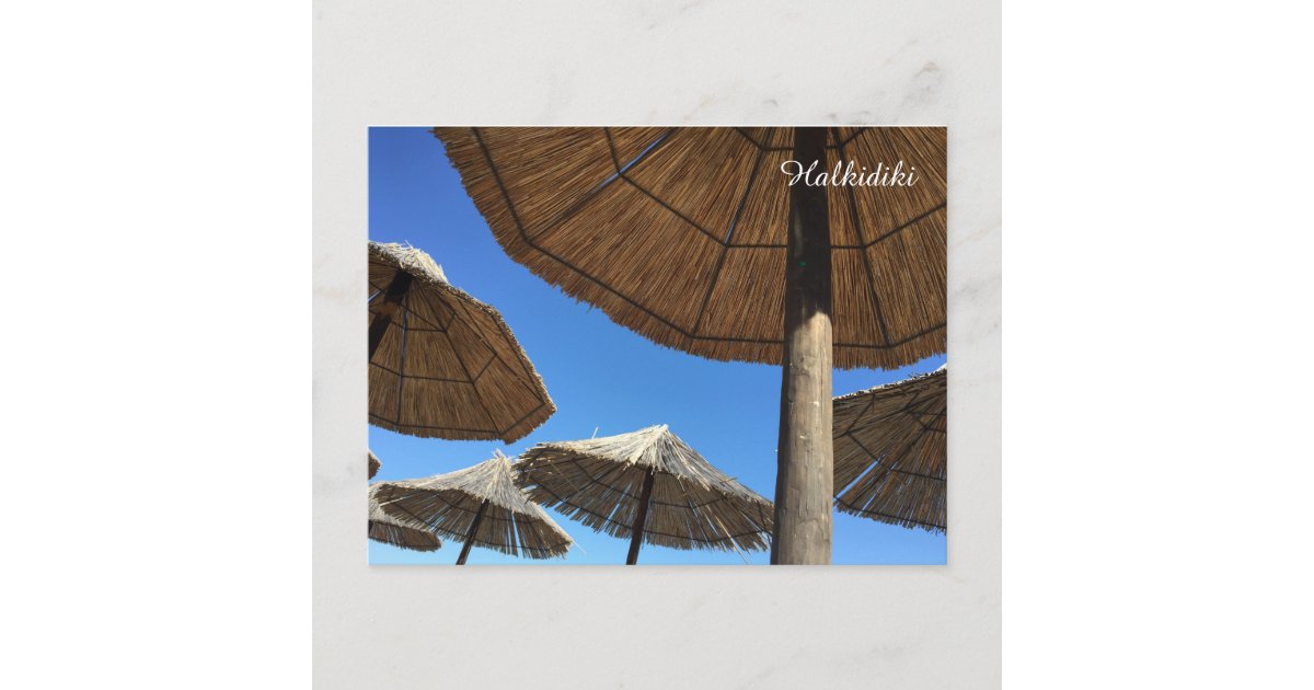 Halkidiki Beach Umbrellas Photo Postcard Zazzle
