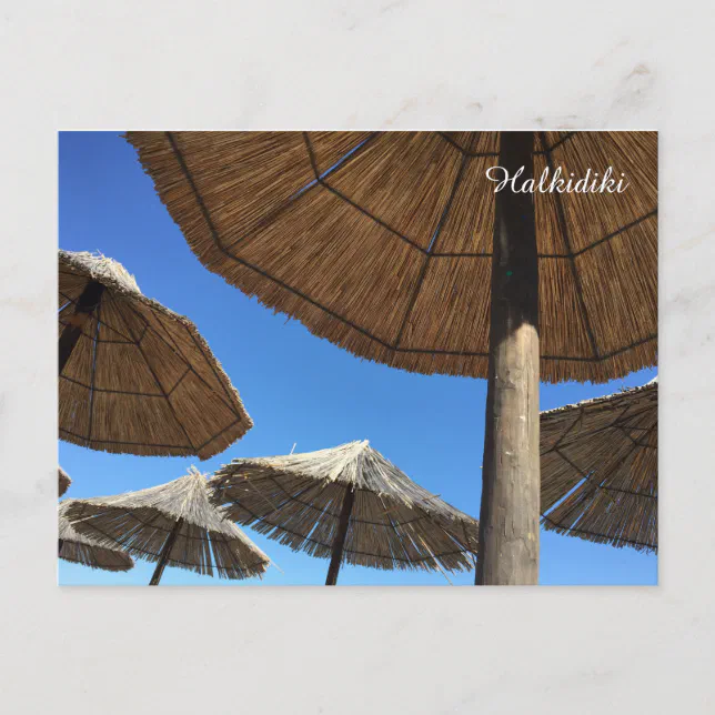 Halkidiki Beach Umbrellas Photo Postcard Zazzle