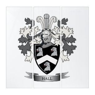 Hall Family Crest Coat of Arms Triptych
