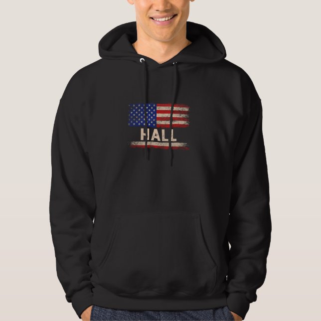 Hall Last Name Shirt Hall Name American Flag (Front)
