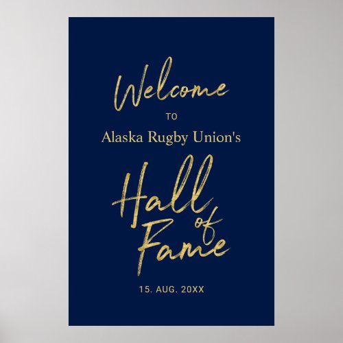  Hall of Fame  Gold  Navy Blue Welcome Sign