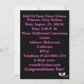 Hall Of Fame Sweet Sixteen-Customize Invitation (Back)