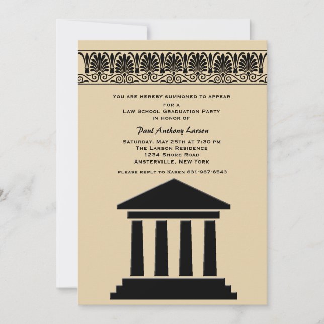 Hall of Justice Graduation Party Invitation (Front)