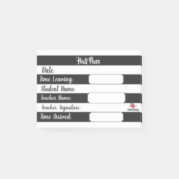 Hall Pass - Black & White Stripes Post-it Notes by Allita at Zazzle