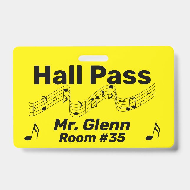 Hall Pass Music Theme Badge (Front)