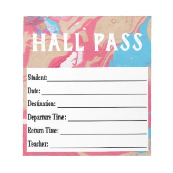 Hall Pass  Notepad by Allita at Zazzle
