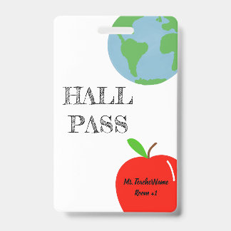 Hall Pass Personalized Badge