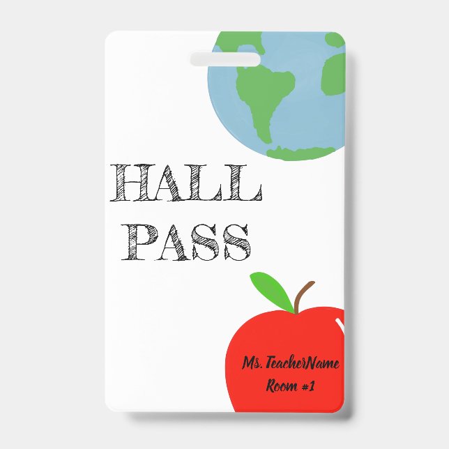 Hall Pass Personalized Badge (Front)