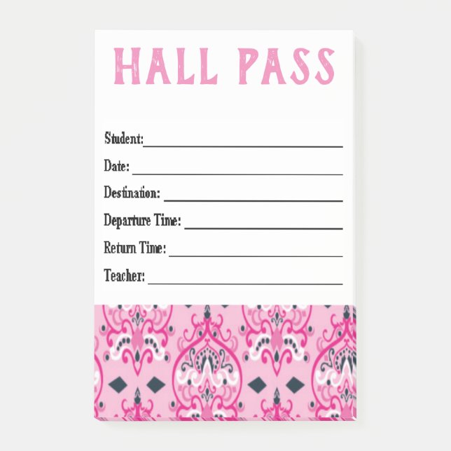 Hall Pass Post-it Notes (Front)