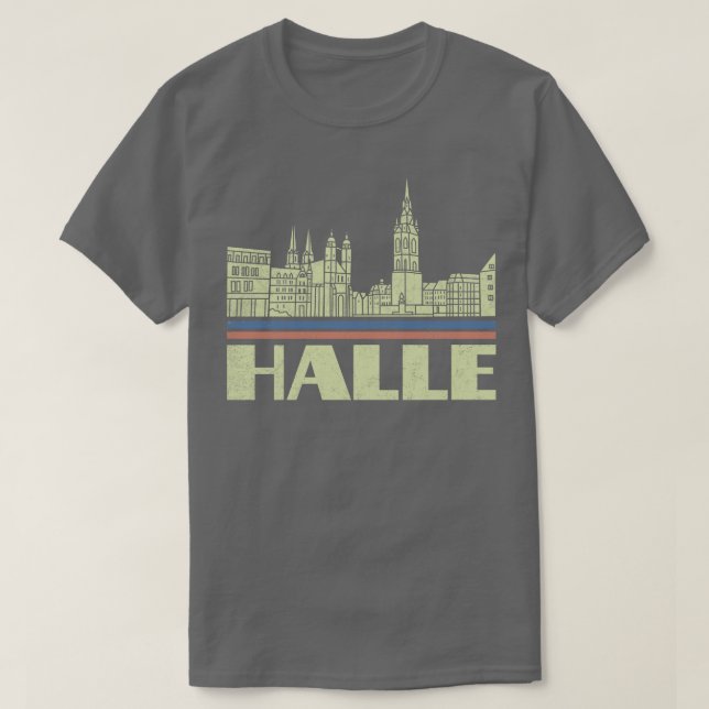 Halle City Gift Germany City Silhouette Skyline De T-Shirt (Design Front)