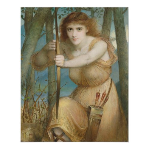 Hall Female archer hunting in the woods CC1175 Poster