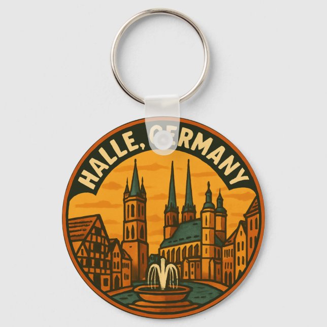 Halle Germany City Spires Keychain (Front)