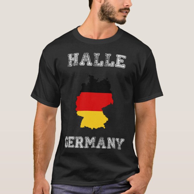 Halle Germany Vintage Germany Flag Map T-Shirt (Front)