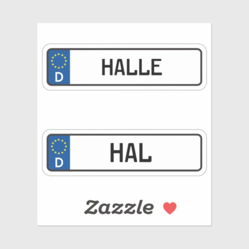 Halle kennzeichen German Car License Plate Sticker