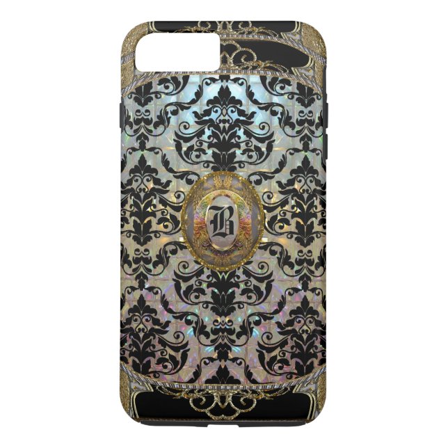 Halleesham Elegant Damask Monogram Plus Case-Mate iPhone Case (Back)