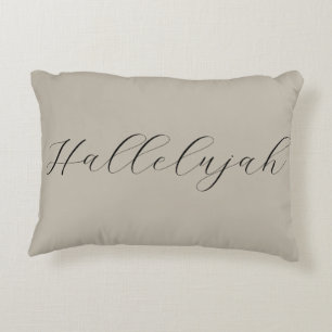 Hallelujah Blessed Minimal Simple Neutral Black Accent Pillow