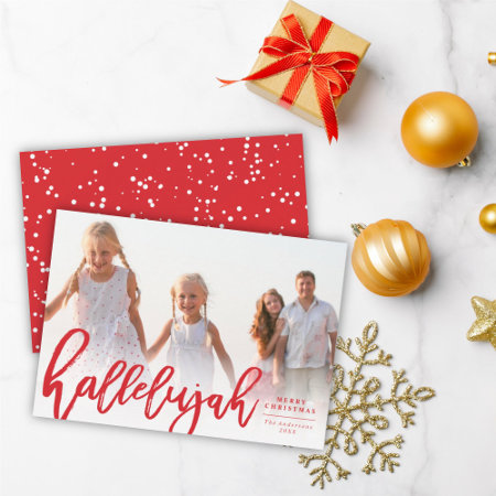 Hallelujah Brush Script Religious Christmas Photo Holiday Card