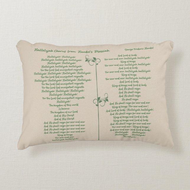 Hallelujah Chorus from Handel's Messiah Green Accent Pillow (Front)