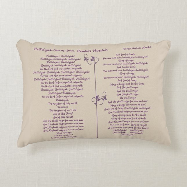 Hallelujah Chorus  Handel's Messiah purple text Accent Pillow (Front)