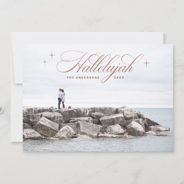 Hallelujah Christmas | Elegant Christian Photo Holiday Card (Front)