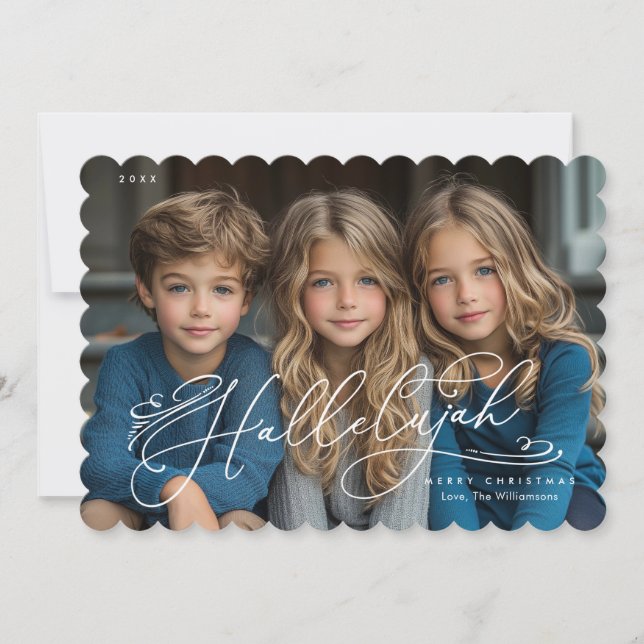 Hallelujah Elegant Script Photo Christmas Card (Front)
